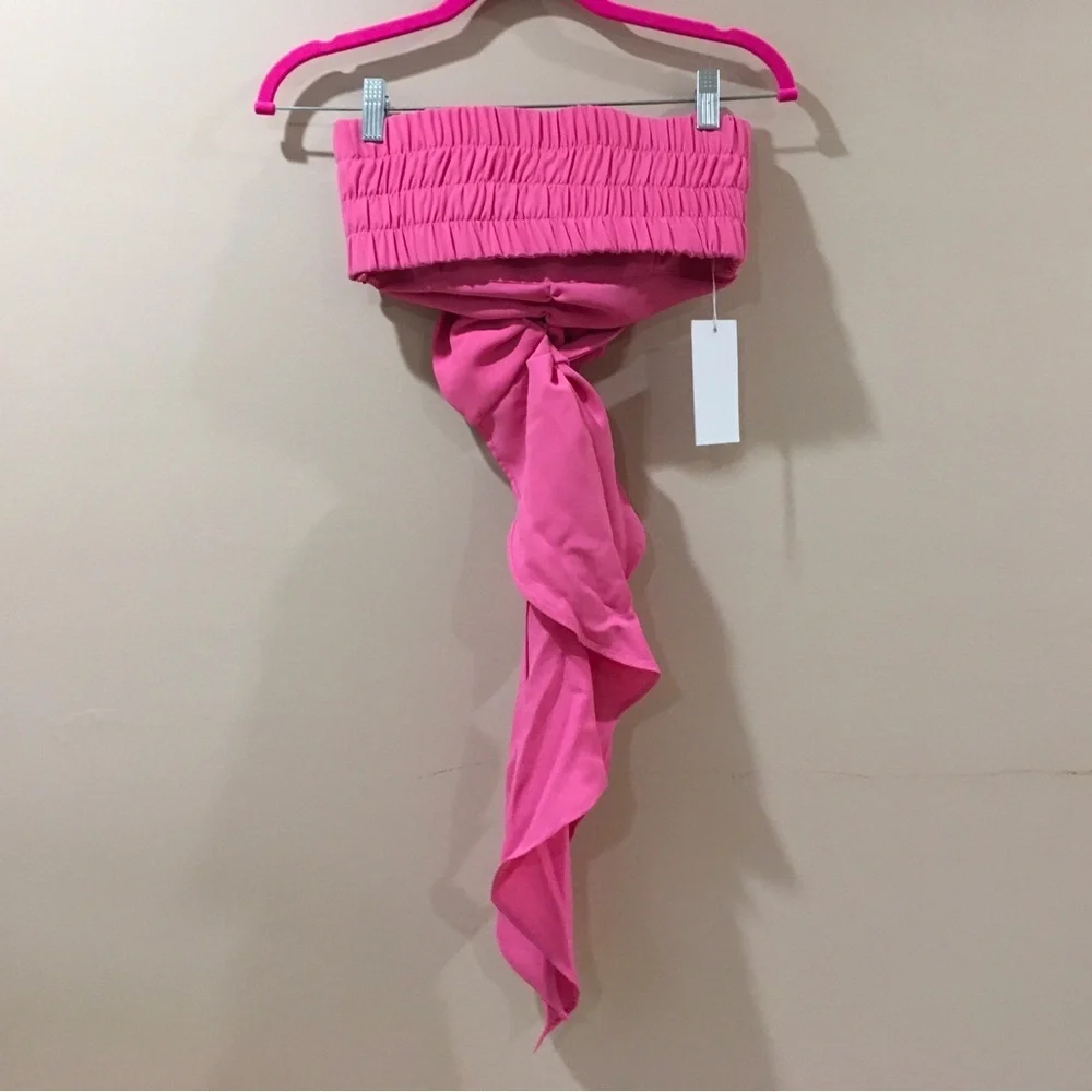 Torn by Ronny Kobo Max Top Pink Rose Rosette Flower Crop Top Size XS Womens New - Picture 5 of 6